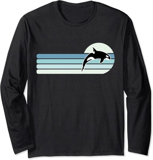 Retro Whale Orca Long Sleeve T-Shirt