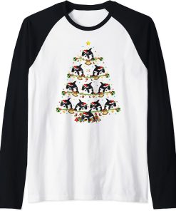 Orca Lover Lights Xmas Santa Orca Christmas Tree Raglan Baseball Tee