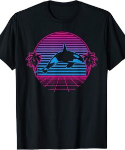 Killer Whale Orca Sea Ocean Retro Vintage Sunset Grid Gift T-Shirt