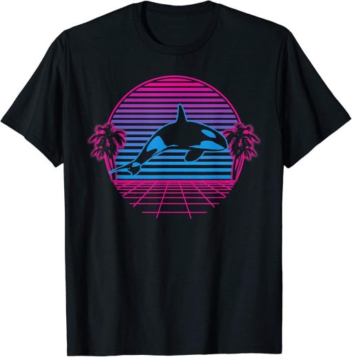 Killer Whale Orca Sea Ocean Retro Vintage Sunset Grid Gift T-Shirt