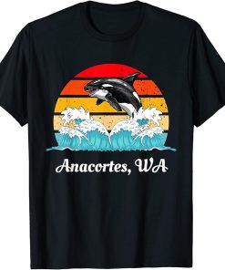 Vintage Anacortes WA Distressed Orca Killer Whale Art T-Shirt