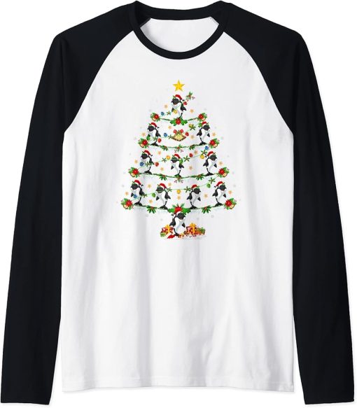 Orca Fish Lover Xmas Lighting Orca Christmas Tree Raglan Baseball Tee