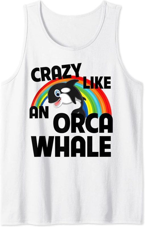 Crazy Like An Orca Whale Watching Funny LGBTQ Rainbow Ocean Tank Top