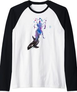 Orca Motif T-Shirt Whale Orka Blue Whale Humpback Whale Sea Animal Raglan Baseball Tee